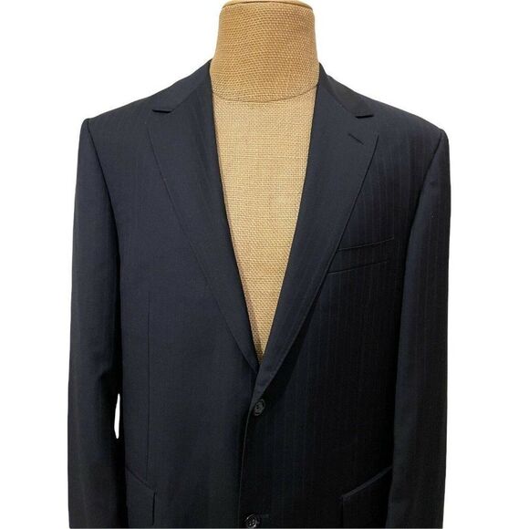 JOSEPH BACH Sartoriale Sports Coat Gray Blue Striped 100% Wool Size 44 L Long‎ - Picture 4 of 11